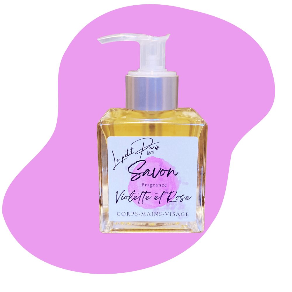 Violette et rose Savon liquide Le petit Paris savon artisanal huile végétale bio